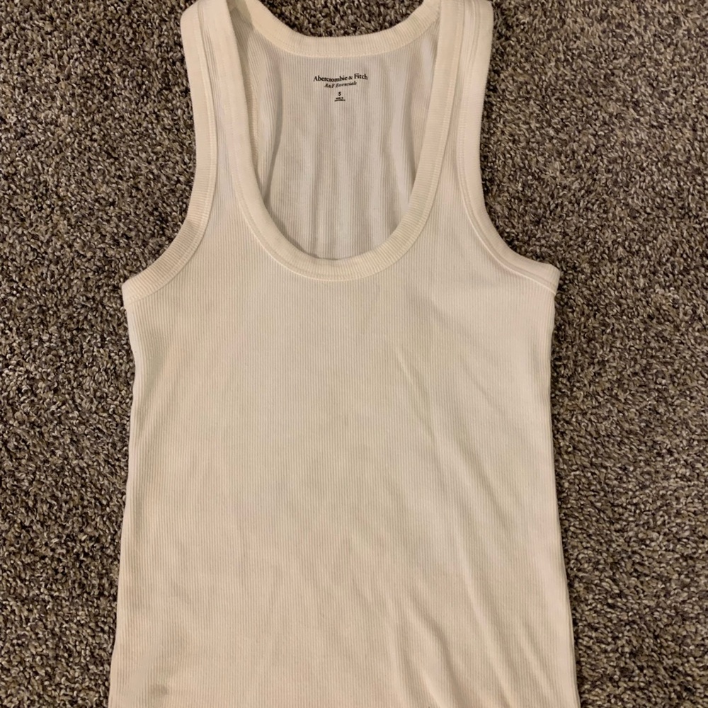 Abercrombie & Fitch Cream Ribbed Tank Top